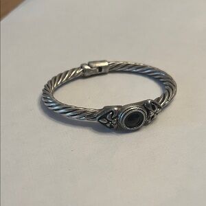 Fleur de Lis Silver and Black Gothic Bracelet